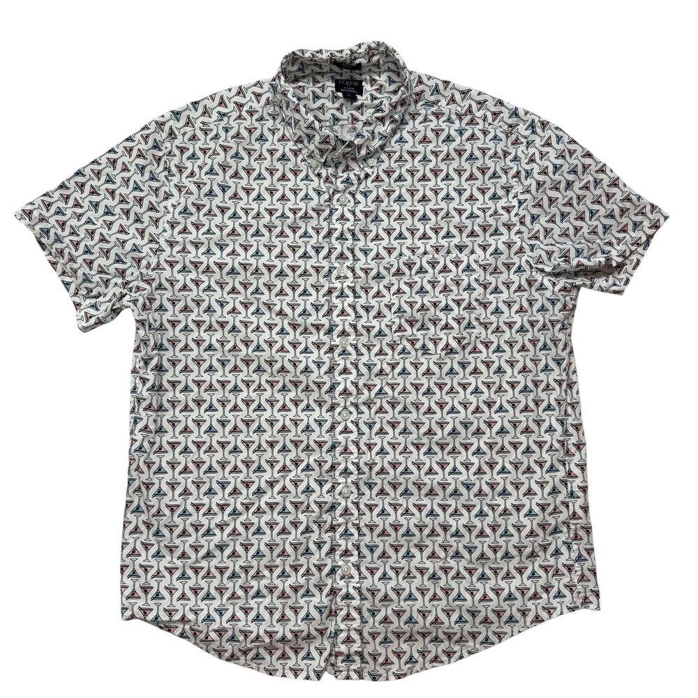 J.CREW Martini Print Flex Washed Slim Button Up Shirt Size Large Mens Drinks